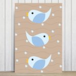 Placa Decorativa Infantil Coruja Baby Azul Passarinhos 30x40
