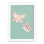 Quadro Infantil Coruja Baby Borboletas Moldura Branca 22x32