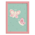 Quadro Infantil Coruja Baby Borboletas Moldura Rosa 22x32cm