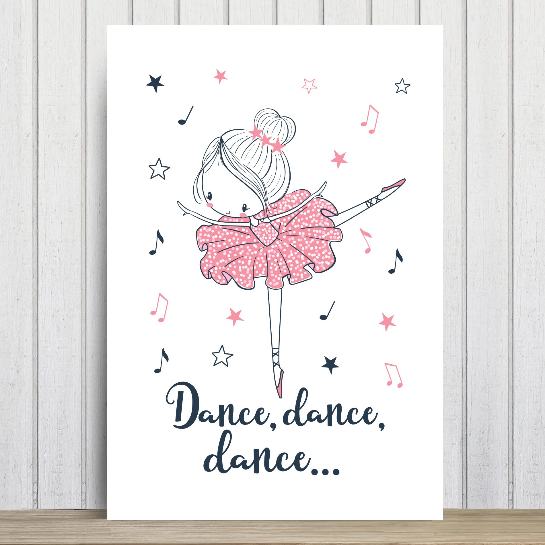 Placa Decorativa Bailarina Frase Dance, Dance, Dance