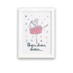 Quadro Bailarina Frase Dance para Menina Mold Branca 33x43cm