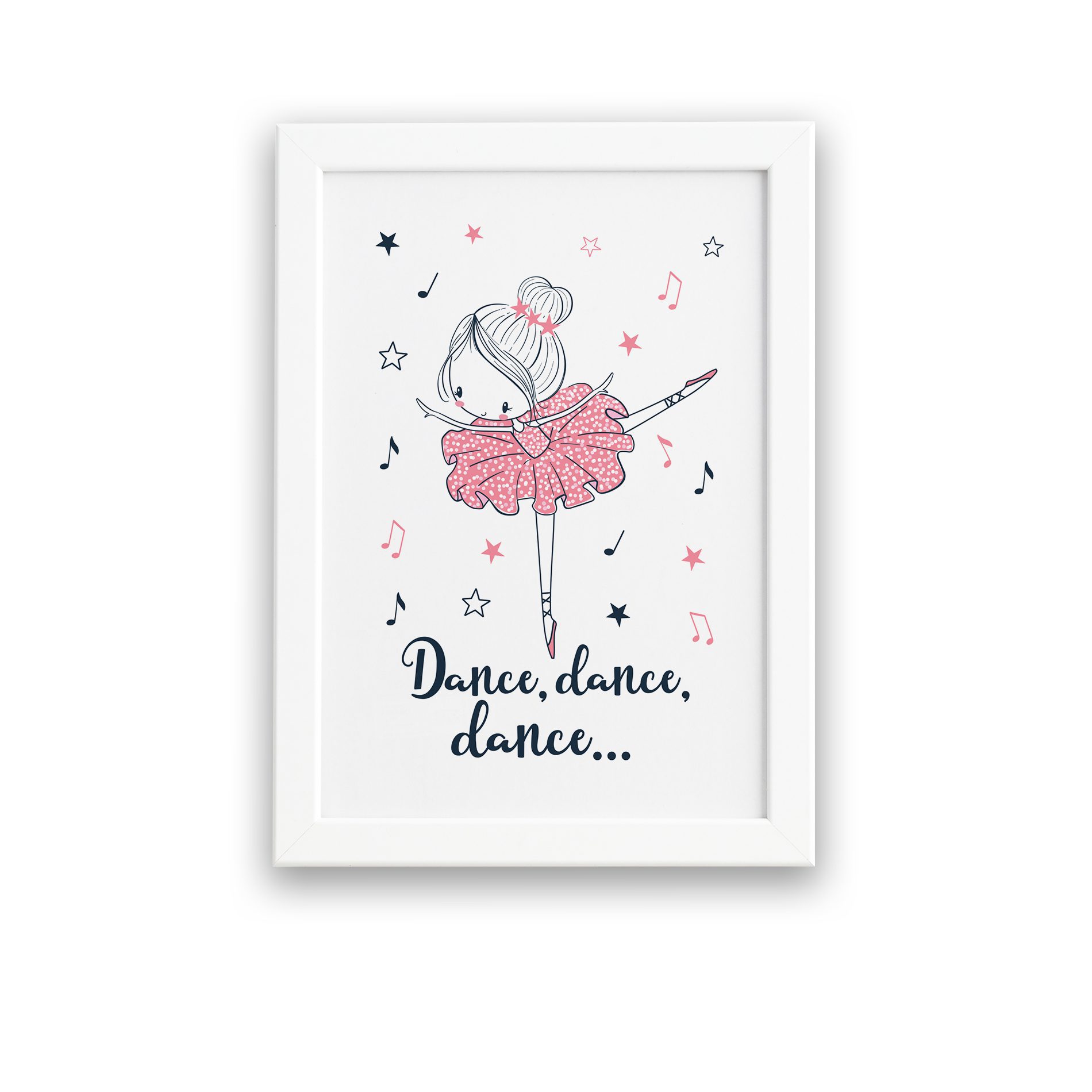 Quadro Bailarina Frase Dance para Menina Mold Branca 22x32cm