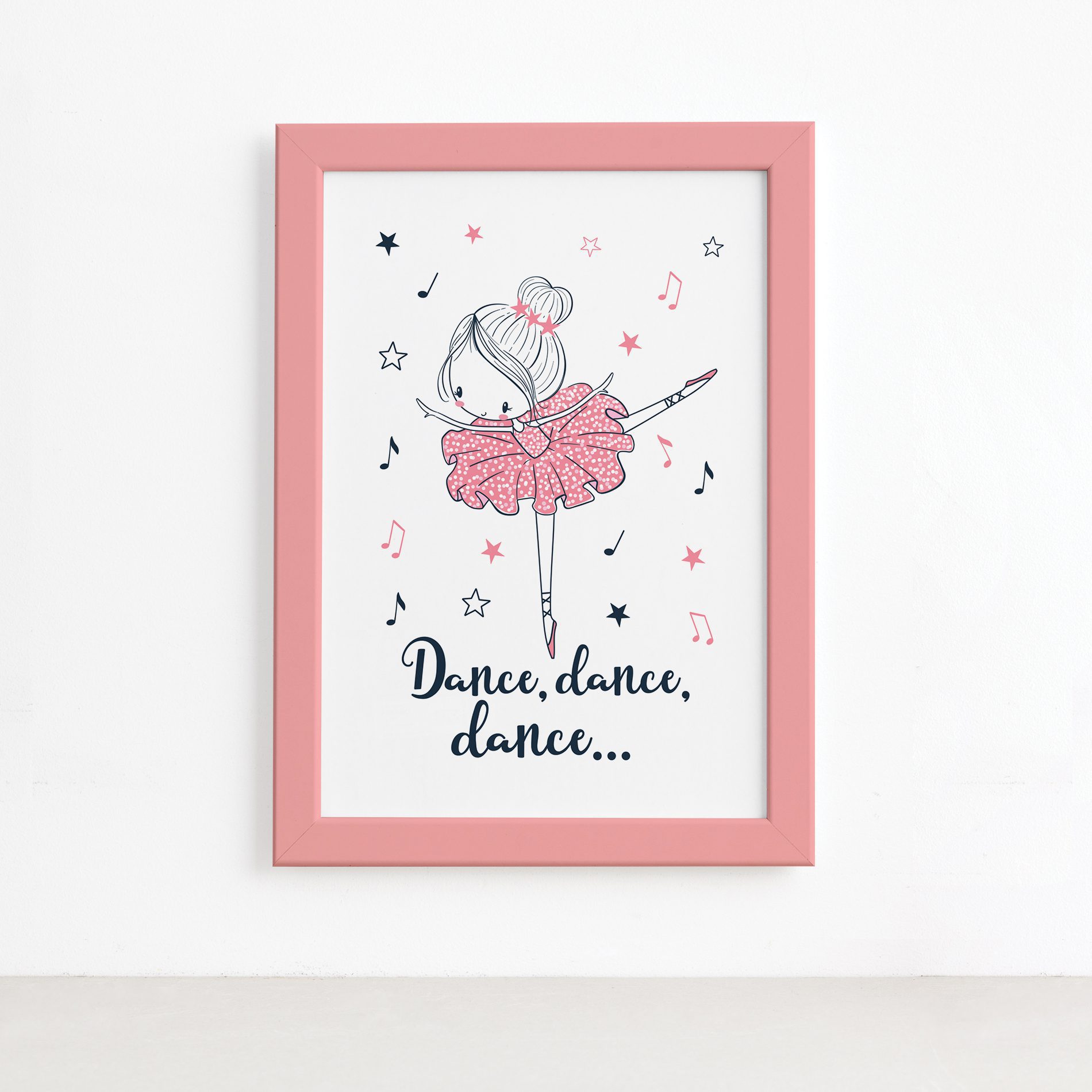 Quadro Bailarina Frase Dance para Menina Mold Rosa 22x32cm,Quadro Bailarina Frase Dance para Menina Mold Rosa 22x32cm