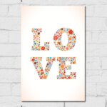 Placa Decorativa MDF para Quarto Amor Love Flores