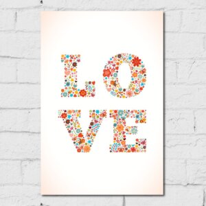 Placa Decorativa MDF para Quarto Amor Love Flores