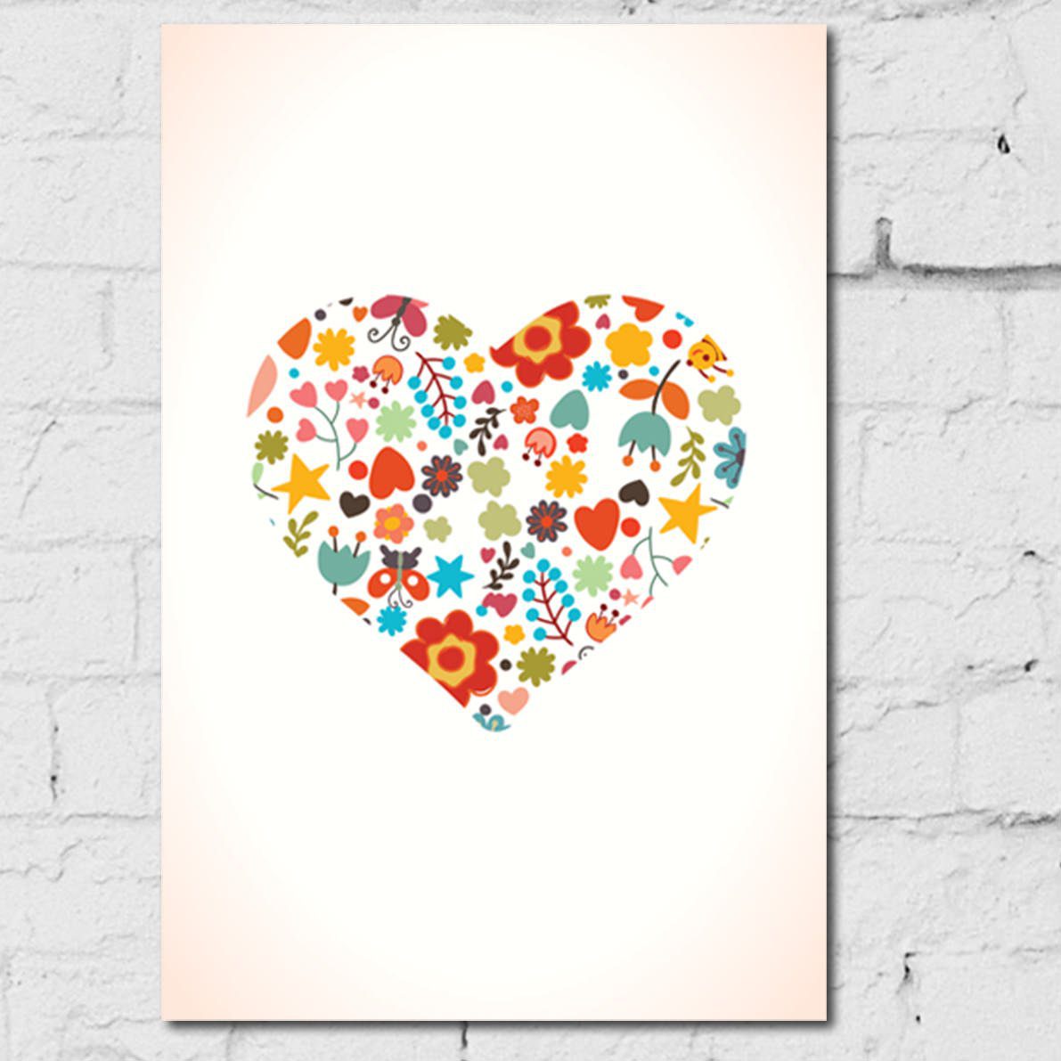 Placa Decorativa MDF Coração Flores