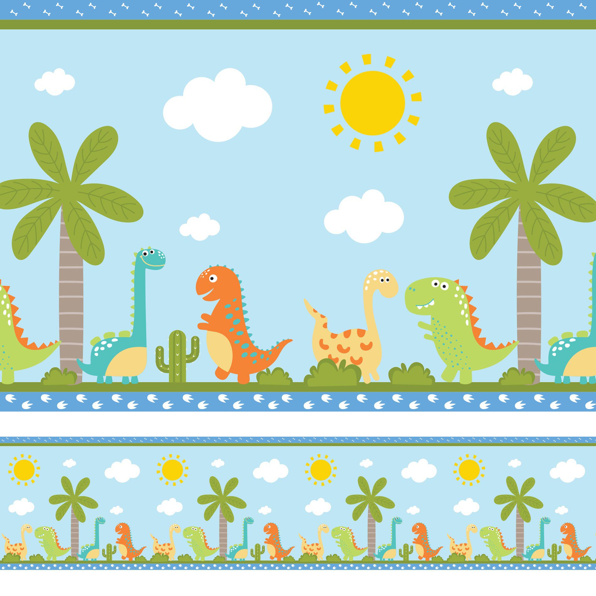 Faixa Decorativa Adesiva Infantil Dinossauro Baby 2 10mx10cm