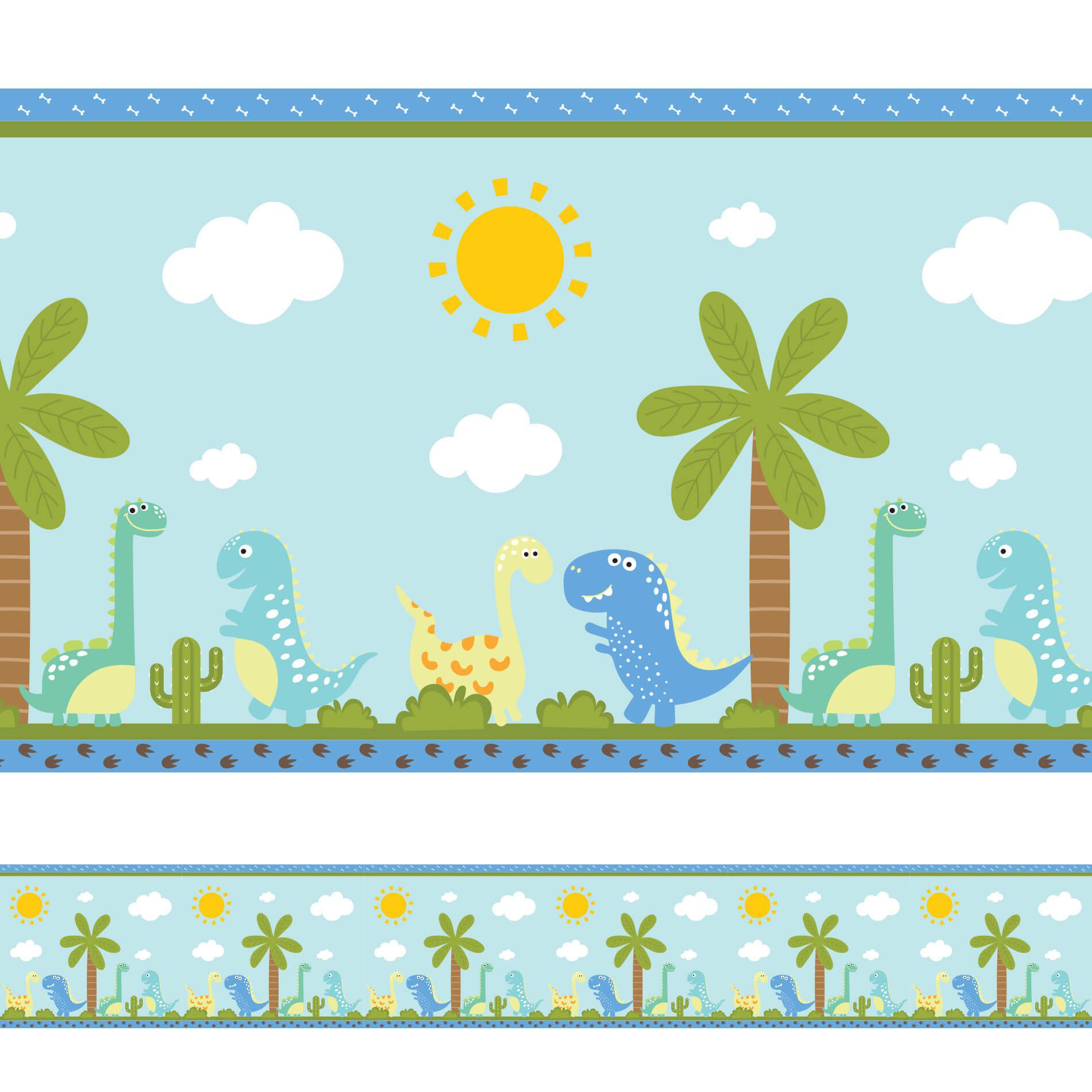 Faixa Decorativa Adesiva Infantil Dinossauro Baby 3mx15cm