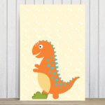 Placa Decorativa Infantil Dinossauro Baby 2 Laranja 30x40cm