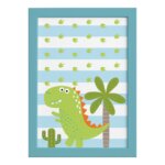 Quadro Infantil Dinossauro Baby 2 Verde 22x32 Moldura Azul