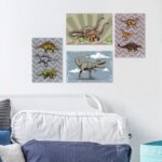 Placa Decorativa MDF Infantil Dinossauro Jurassic Kit 4un