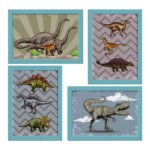 Quadro Infantil Dinossauro Jurassic 22x32cm Mold Azul 4un