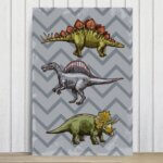 Placa Decorativa Infantil Dinossauro Jurassic Cinza 30x40cm