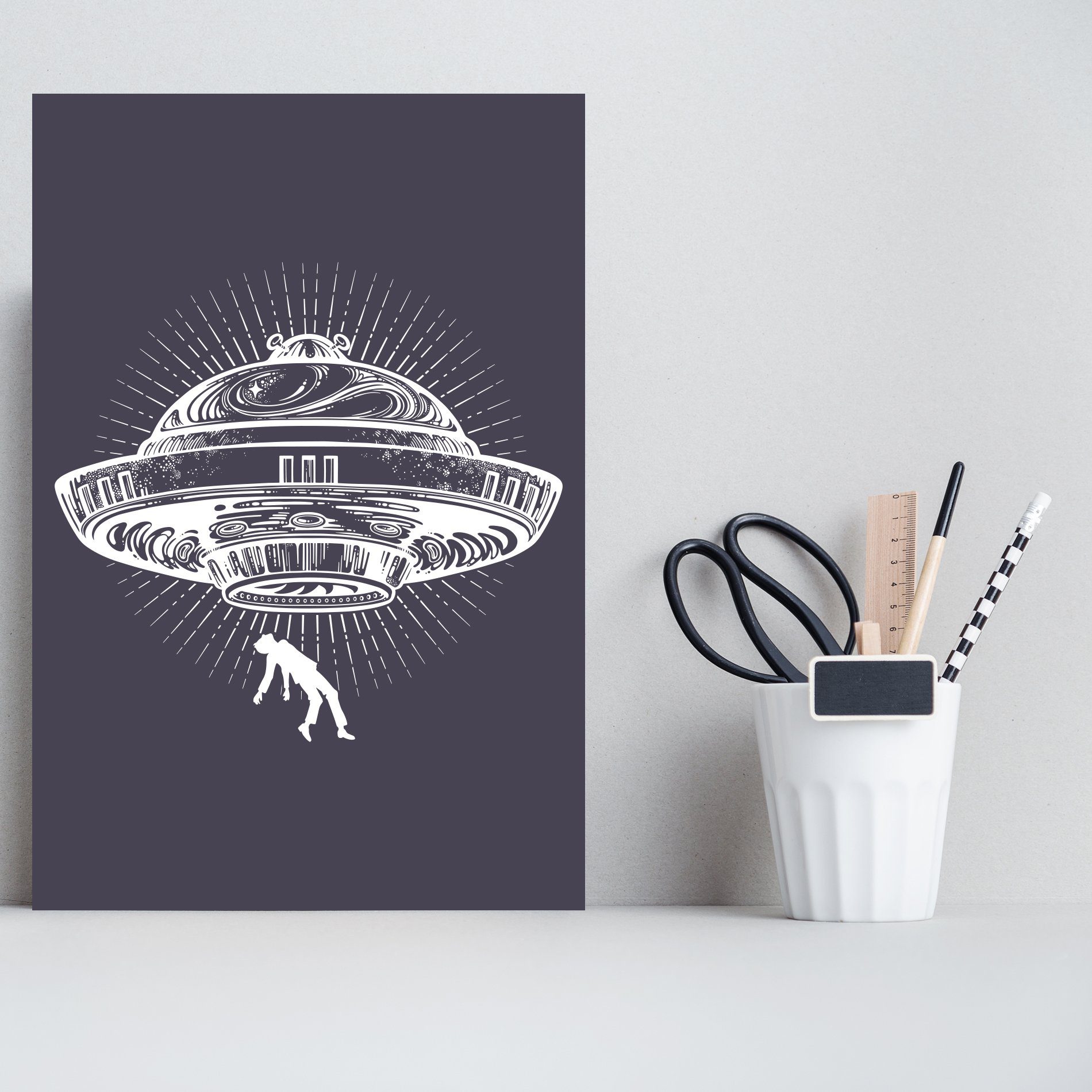 Placa Decorativa MDF Disco Voador 20x30cm