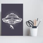Placa Decorativa MDF Disco Voador 30x40cm
