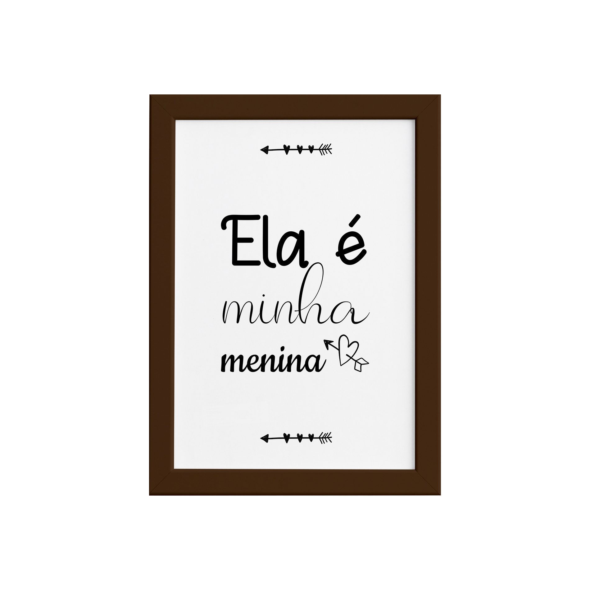 Quadro Namorados Ela é Minha Menina Moldura Marrom 22x32cm,Quadro Namorados Ela é Minha Menina Moldura Marrom 22x32cm