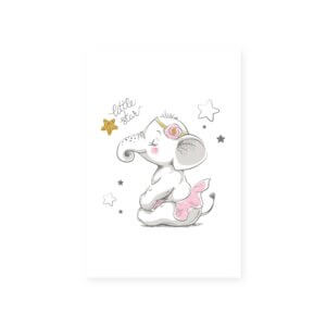 Placa Decorativa Elefante Rosa Bailarina 30x40cm