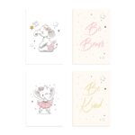Placas Decorativas Elefante Rosa Para Quarto 30x40cm Kit 4un
