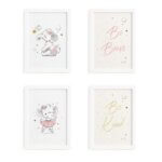 Quadros Elefante Rosa Para Quarto Moldura Branca 33x43cm 4un