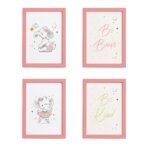 Quadros Elefante Rosa Para Quarto Moldura Rosa 22x32cm 4un