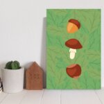 Placa Decorativa Infantil Esquilo Cogumelo 20x30cm