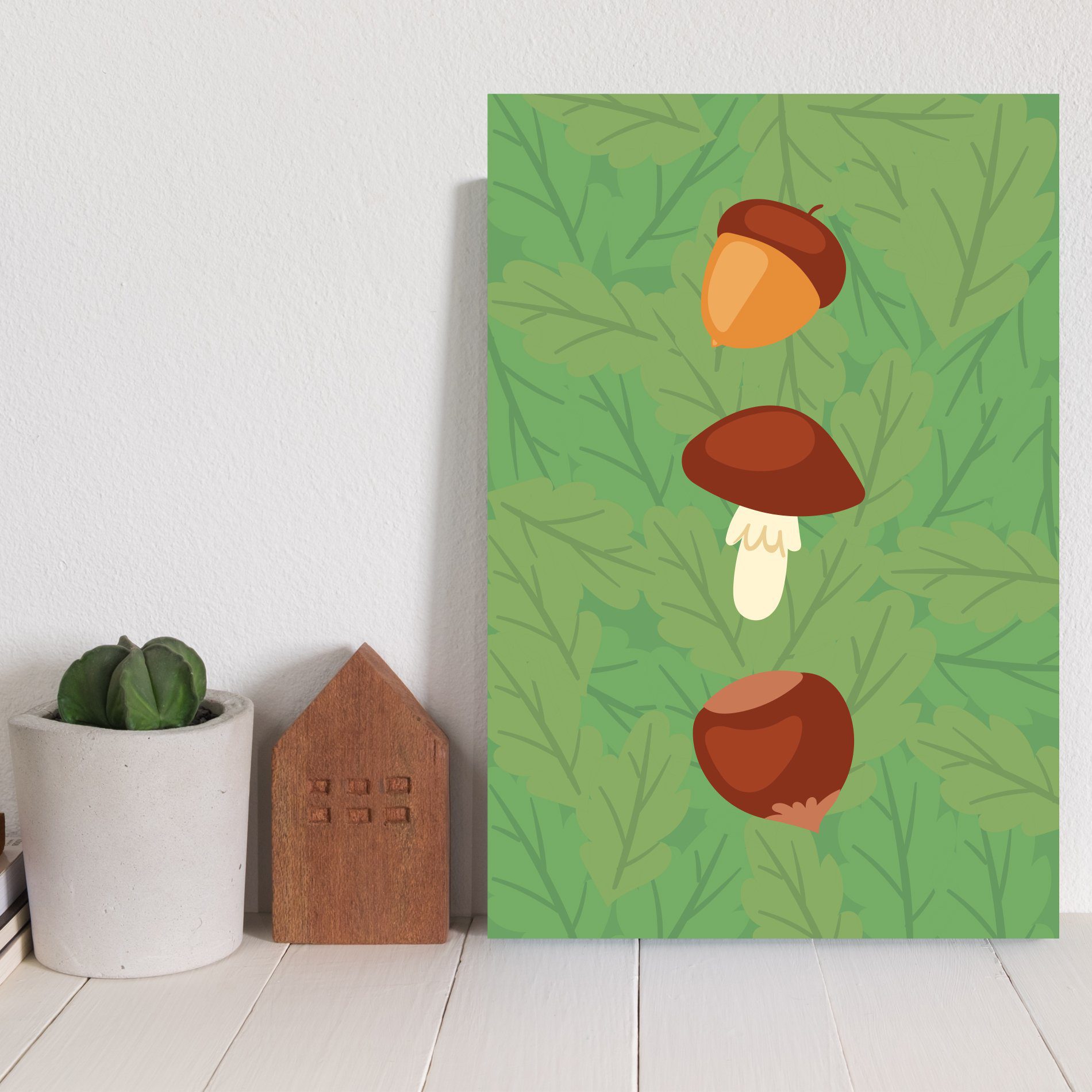 Placa Decorativa Infantil Esquilo Cogumelo 20x30cm