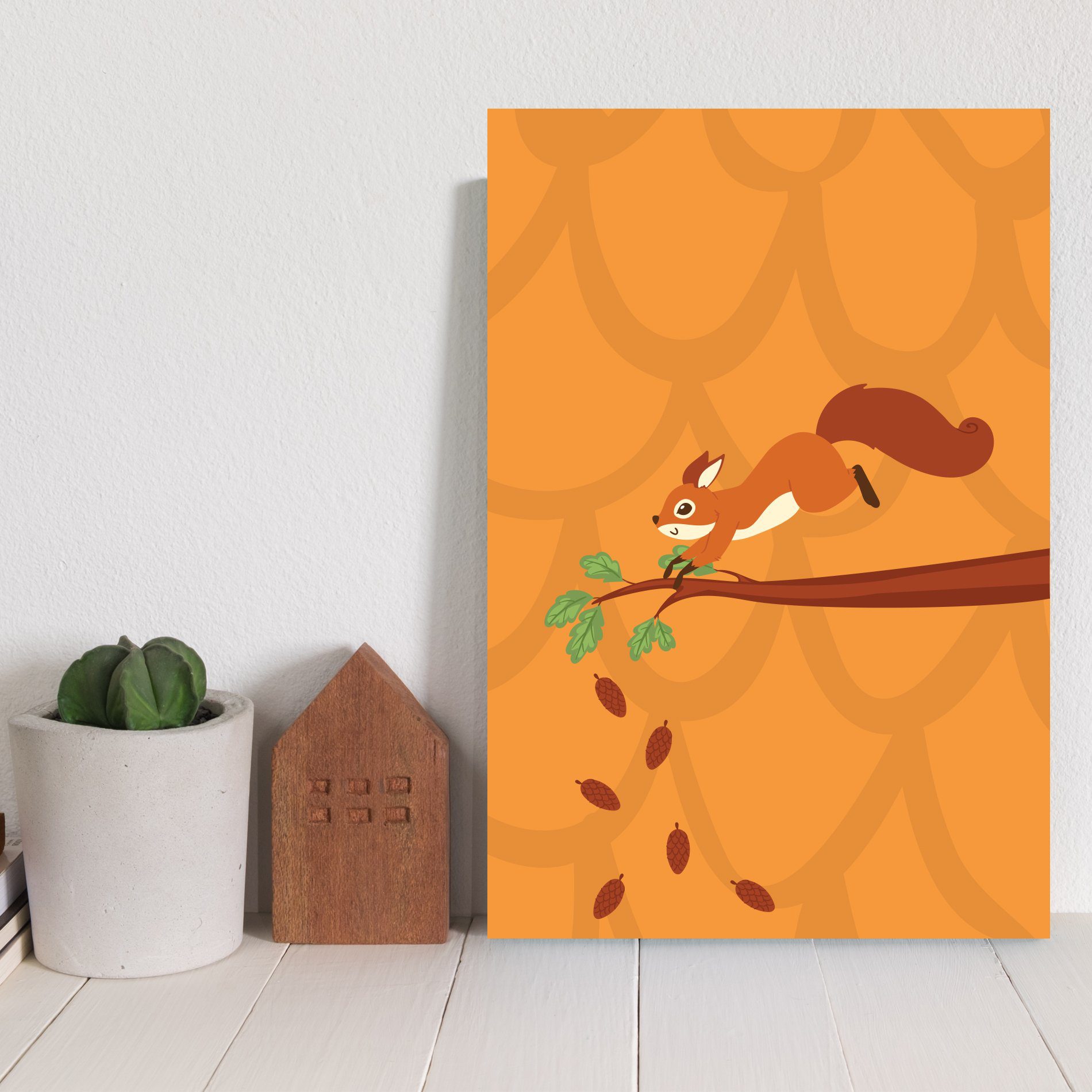 Placa Decorativa Infantil Esquilo na Árvore 30x40cm