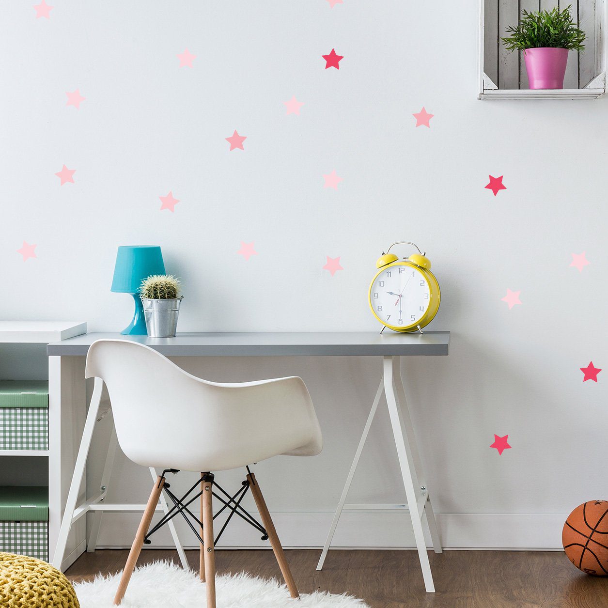 Adesivo de Parede Infantil Estrelas Rosa