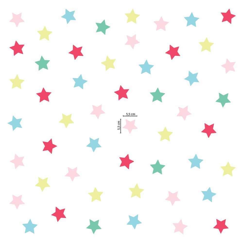 Adesivo de Parede Infantil Estrelas Coloridas Rosa e Azul
