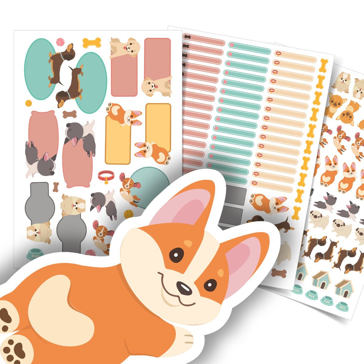 Etiquetas Escolares Cachorrinhos Personalizadas 144un