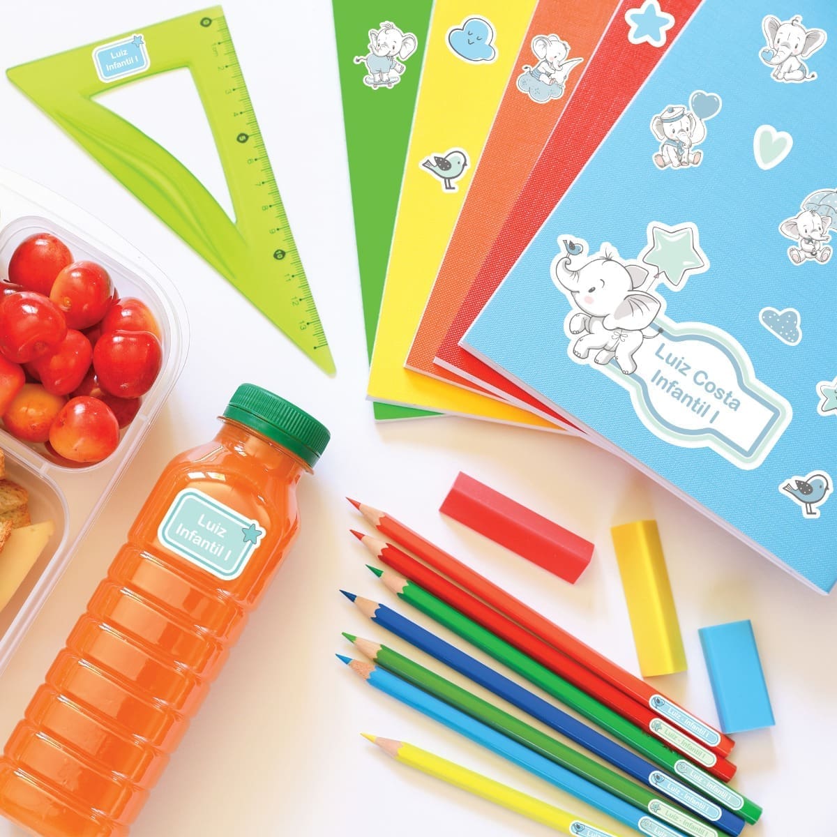 Etiquetas Escolares Elefante Menino Personalizadas 206un