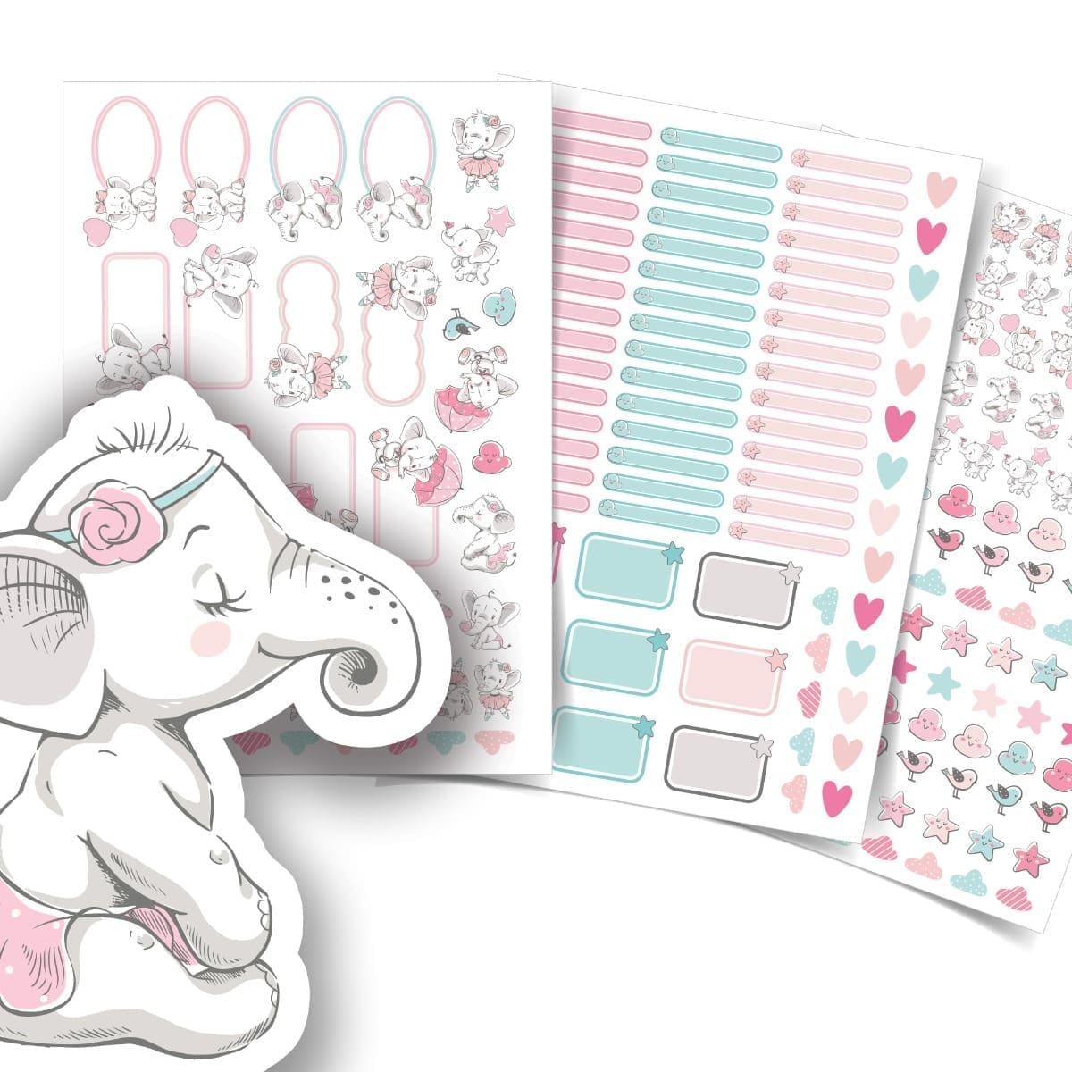 Etiquetas Escolares Elefante Menina Personalizadas 206un