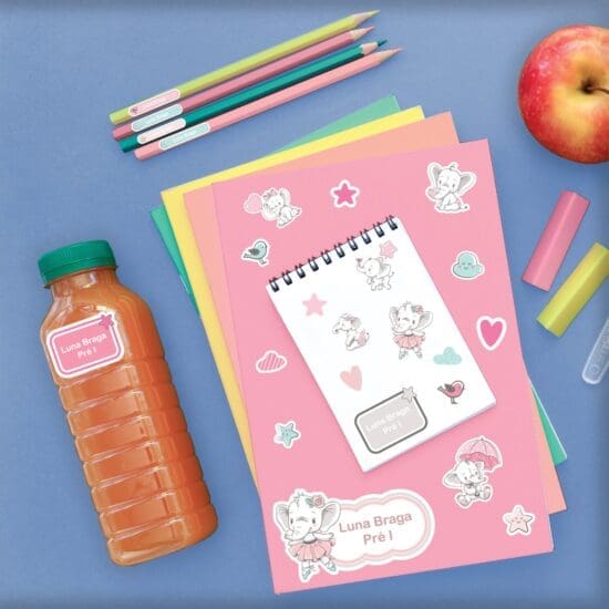 Etiquetas Escolares Elefante Menina Personalizadas 206un