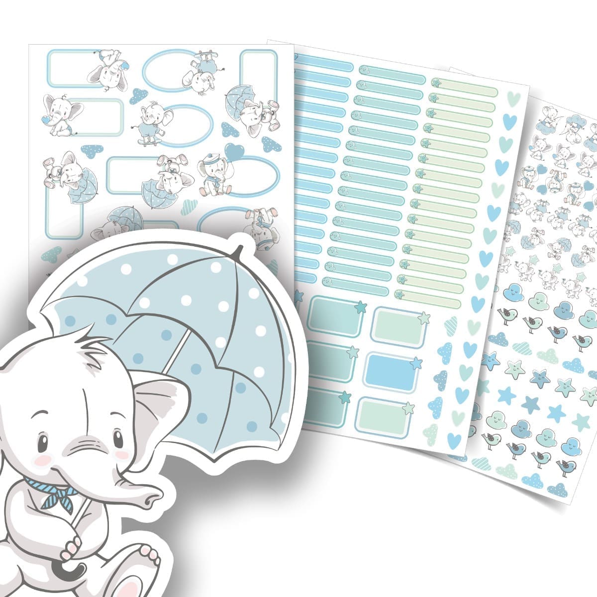 Etiquetas Escolares Elefante Menino Personalizadas 206un