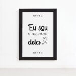 Quadro Frase Namorados Menino Dela Moldura Preta 22x32cm