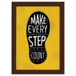 Quadro com Frase Positiva Every Step Moldura Marrom 33x43