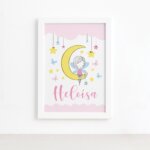 Quadro Nome Personalizado Fadas Moldura Branca 22x32cm