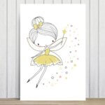 Placa Decorativa para Quarto de Menina Fada Amarela 20x30cm