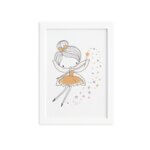 Quadro Decorativo com Moldura Branca Fada Amarela 33x43cm
