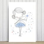 Placa Decorativa Quarto de Menina Fada Azul 20x30cm