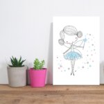 Placa Decorativa Quarto de Menina Fada Azul 20x30cm