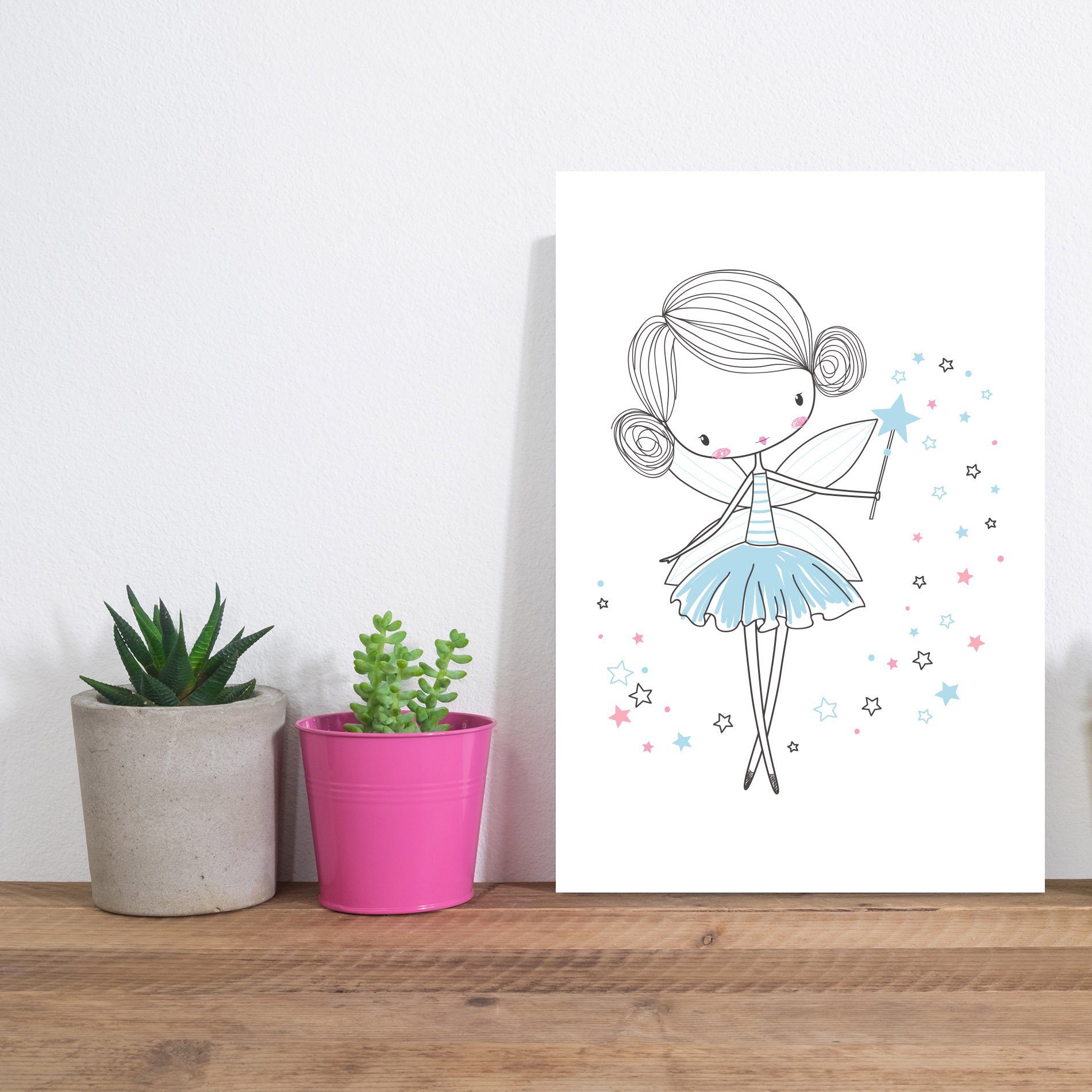 Placa Decorativa Quarto de Menina Fada Azul