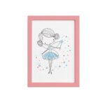 Quadro para Quarto de Menina Fada Azul Moldura Rosa 22x32cm