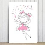 Placa Decorativa Quarto de Menina Fada Rosa 30x40cm