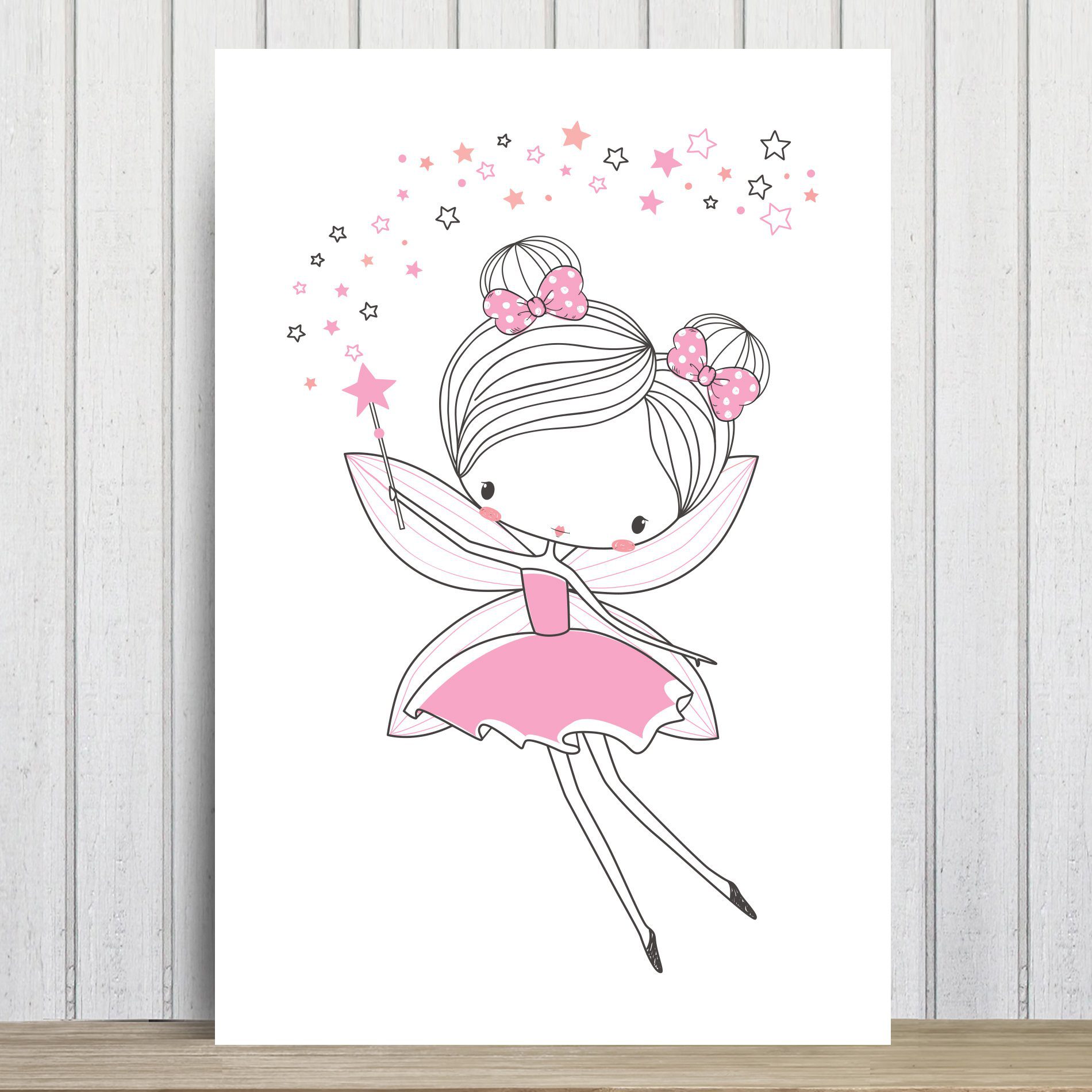 Placa Decorativa Quarto de Menina Fada Rosa