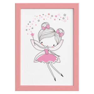 Quadro para Quarto de Menina Fada Rosa Moldura Rosa