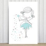 Placa Decorativa Quarto de Menina Fada Turquesa 30x40cm