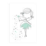 Placa Decorativa Quarto de Menina Fada Verde 20x30cm