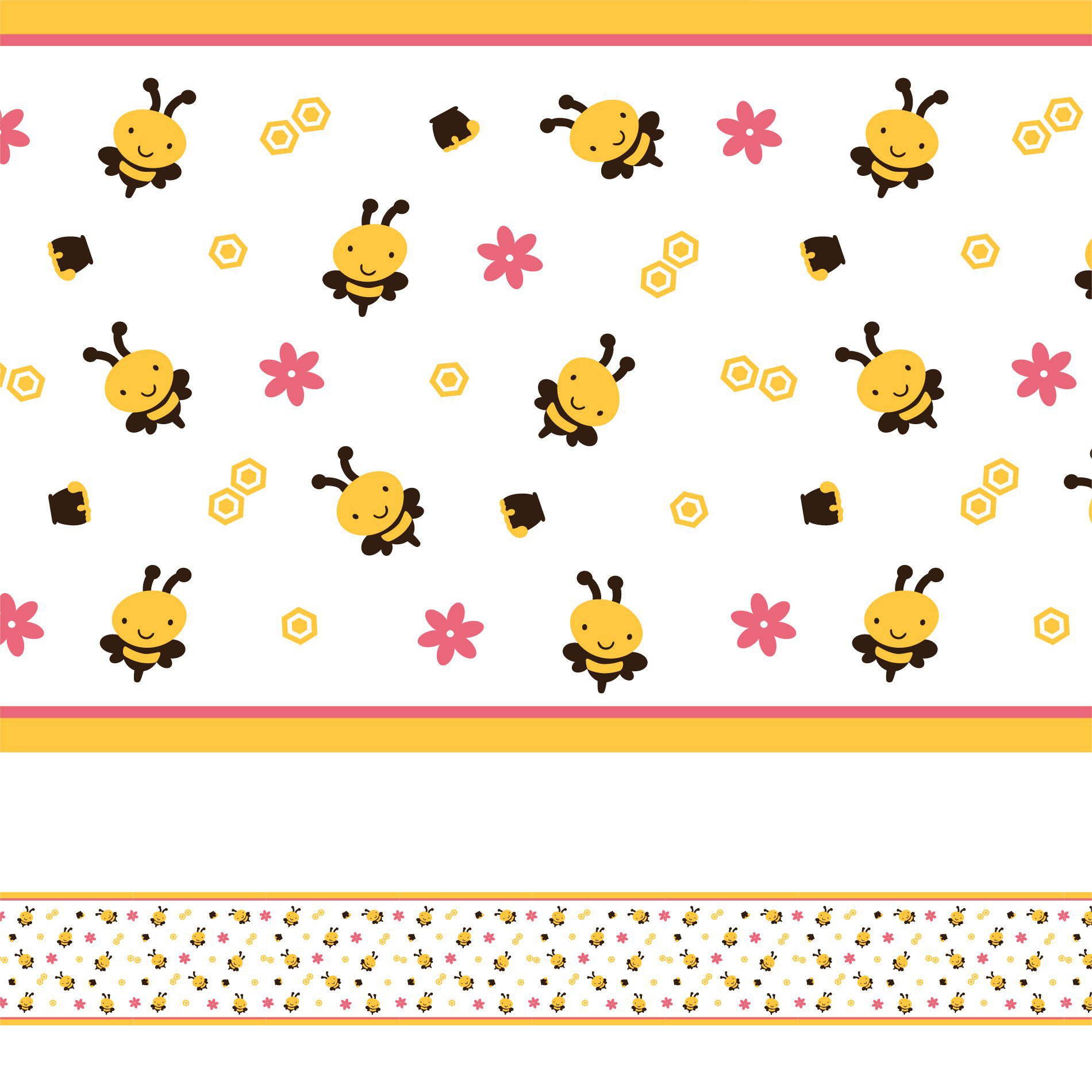 Faixa Decorativa para Quarto de Bebê Abelhas 6mx15cm