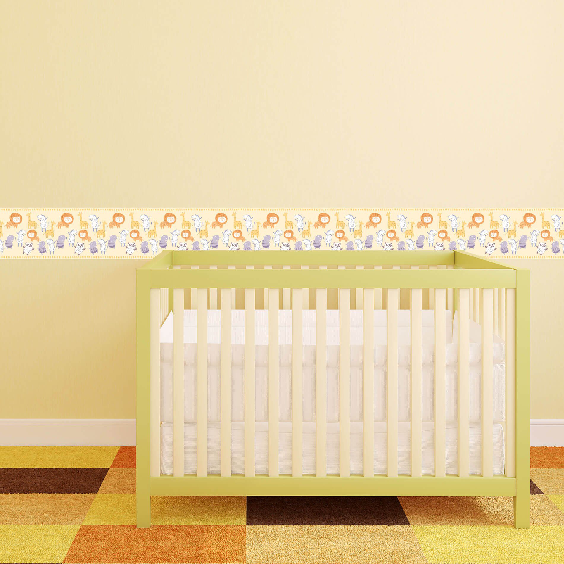 Faixa Decorativa para Quarto de Bebê Animais 10mx10cm
